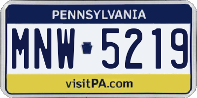 PA license plate MNW5219