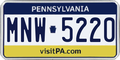 PA license plate MNW5220