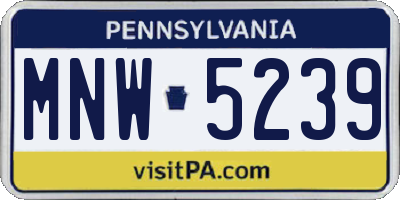 PA license plate MNW5239