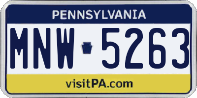 PA license plate MNW5263