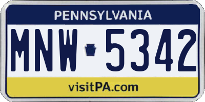 PA license plate MNW5342