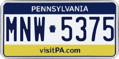 PA license plate MNW5375