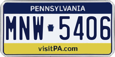 PA license plate MNW5406