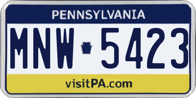 PA license plate MNW5423