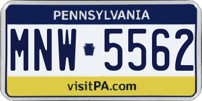 PA license plate MNW5562