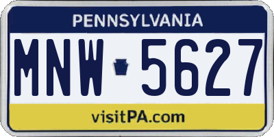 PA license plate MNW5627