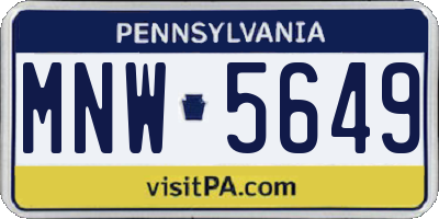 PA license plate MNW5649