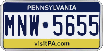 PA license plate MNW5655
