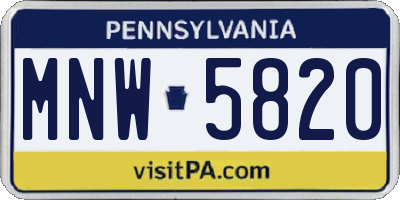 PA license plate MNW5820