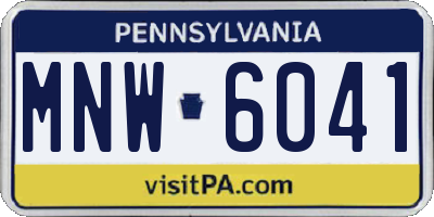 PA license plate MNW6041