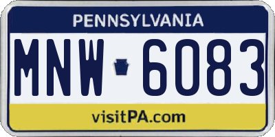 PA license plate MNW6083