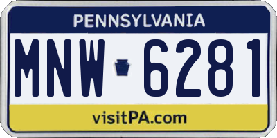 PA license plate MNW6281