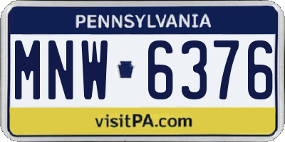 PA license plate MNW6376