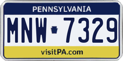 PA license plate MNW7329