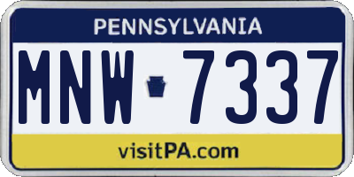 PA license plate MNW7337