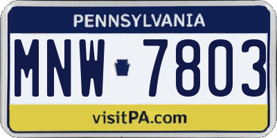 PA license plate MNW7803