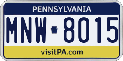 PA license plate MNW8015