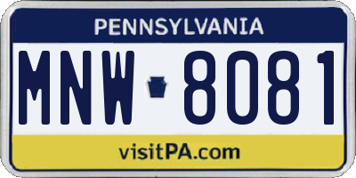 PA license plate MNW8081