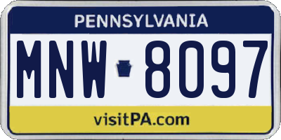 PA license plate MNW8097