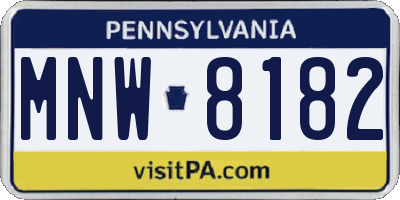 PA license plate MNW8182