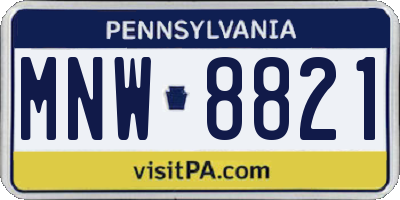 PA license plate MNW8821