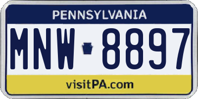 PA license plate MNW8897