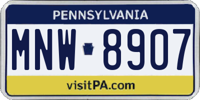 PA license plate MNW8907