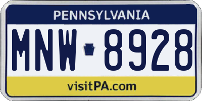 PA license plate MNW8928