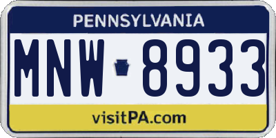 PA license plate MNW8933