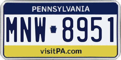 PA license plate MNW8951
