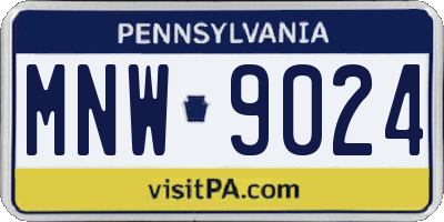 PA license plate MNW9024
