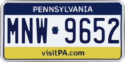 PA license plate MNW9652