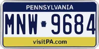 PA license plate MNW9684