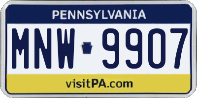 PA license plate MNW9907