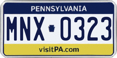 PA license plate MNX0323