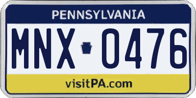 PA license plate MNX0476