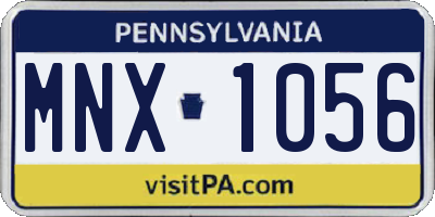 PA license plate MNX1056