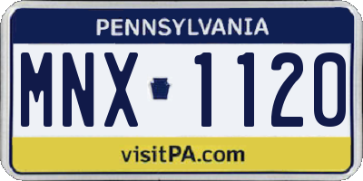 PA license plate MNX1120