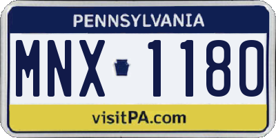 PA license plate MNX1180