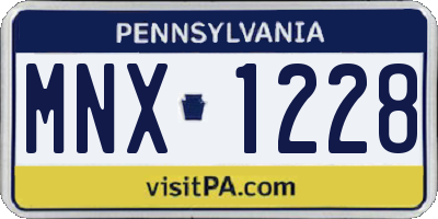 PA license plate MNX1228