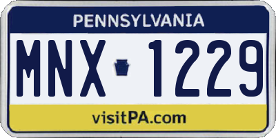PA license plate MNX1229