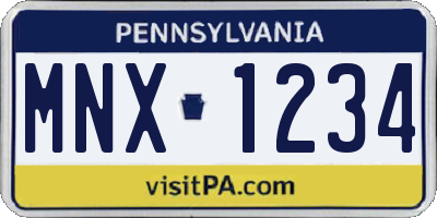 PA license plate MNX1234