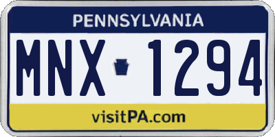 PA license plate MNX1294
