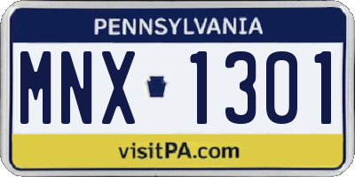 PA license plate MNX1301