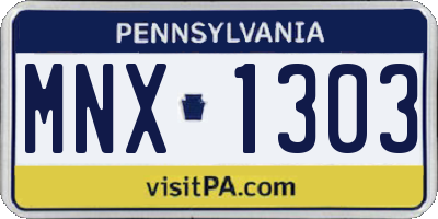PA license plate MNX1303