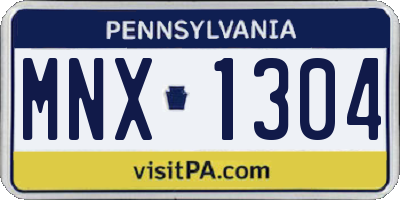 PA license plate MNX1304
