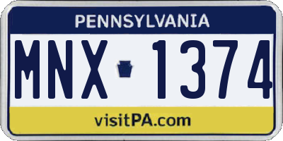 PA license plate MNX1374