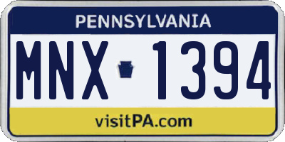PA license plate MNX1394