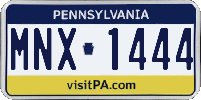 PA license plate MNX1444