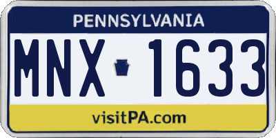 PA license plate MNX1633